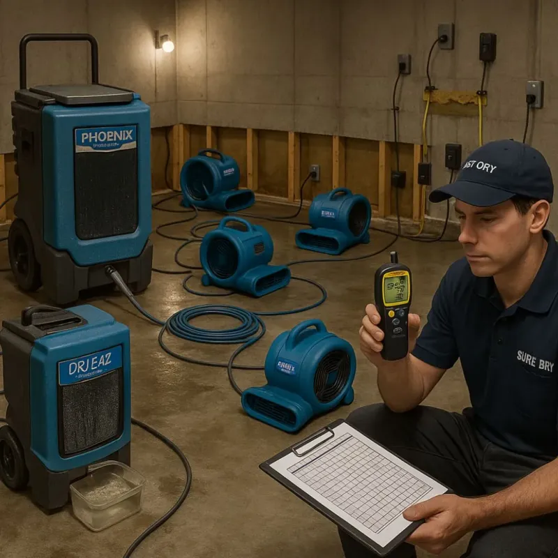 Structural Drying and Dehumidification process in San Luis Obispo, CA